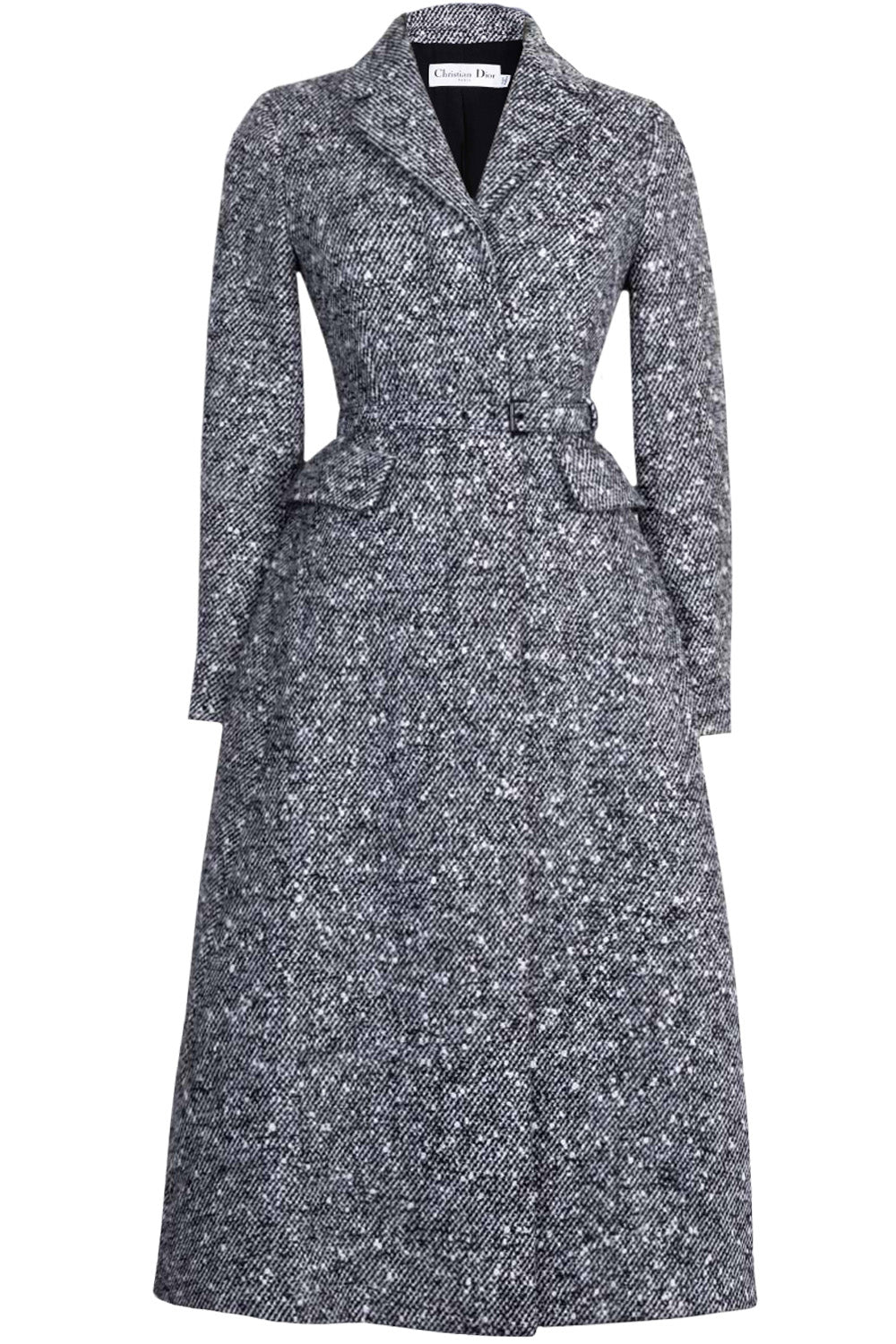 CHRISTIAN DIOR Belted A Line Coat Black White
