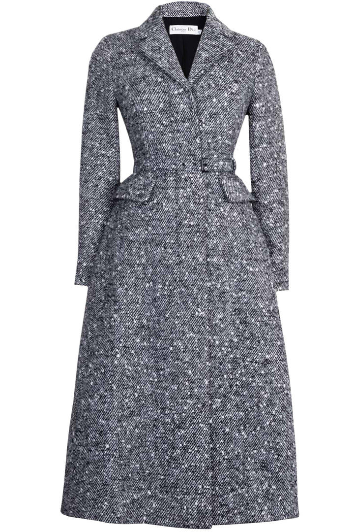 CHRISTIAN DIOR Belted A Line Coat Black White