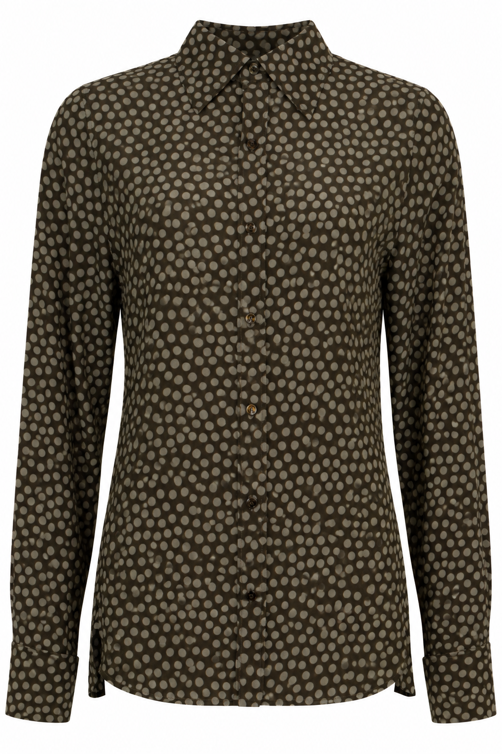 SAINT LAURENT Polka Dot Silk Shirt Green