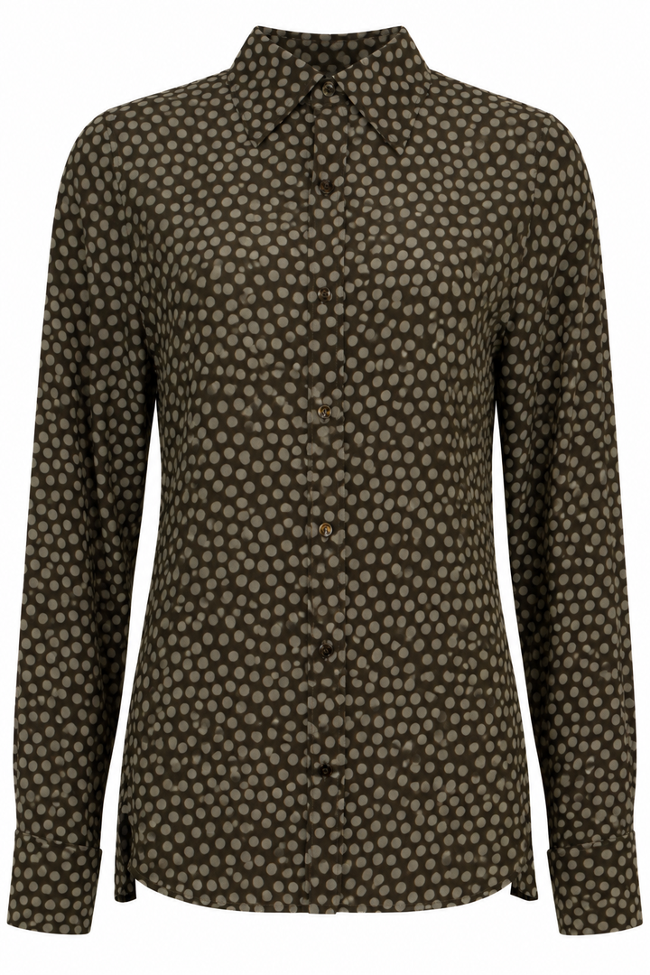 SAINT LAURENT Polka Dot Silk Shirt Green