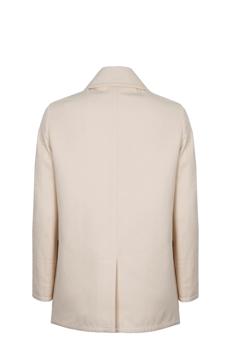 BURBERRY Leather Detail Patch Pocket Jacket Ivory