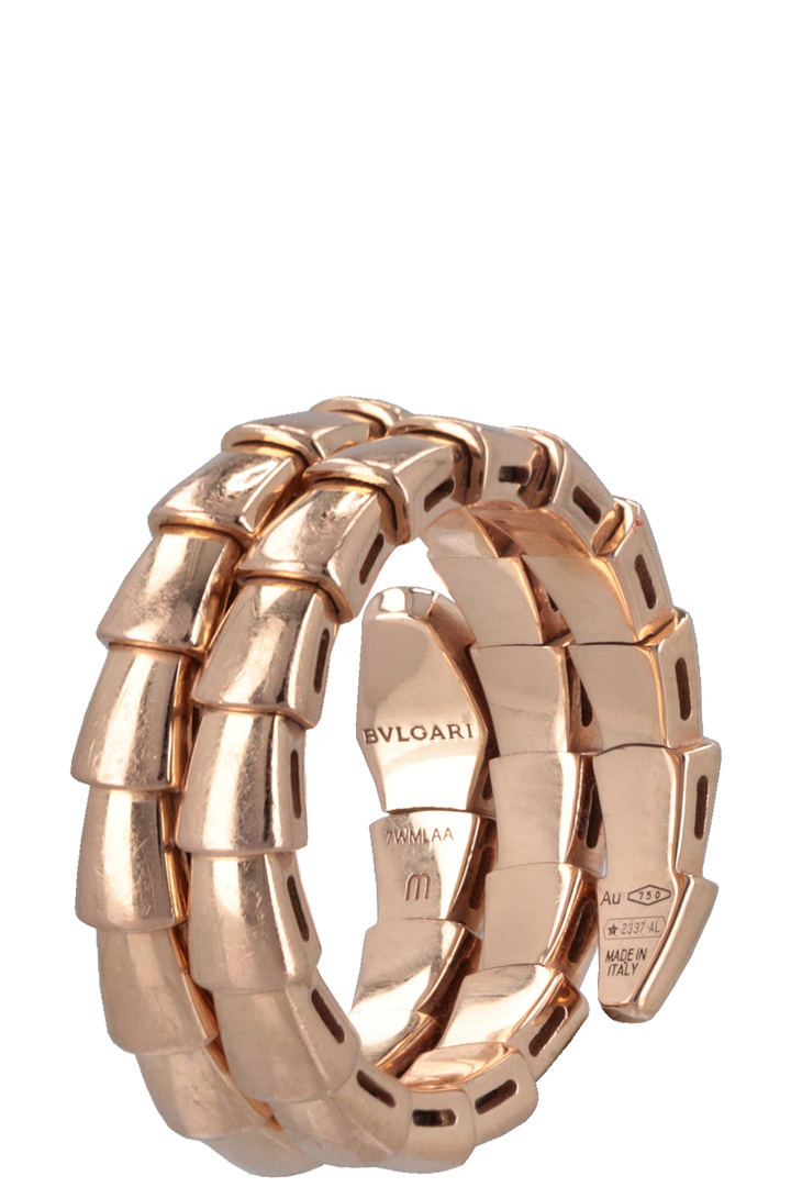 BVLGARI Serpenti Viper Ring 18k Rose Gold Diamonds