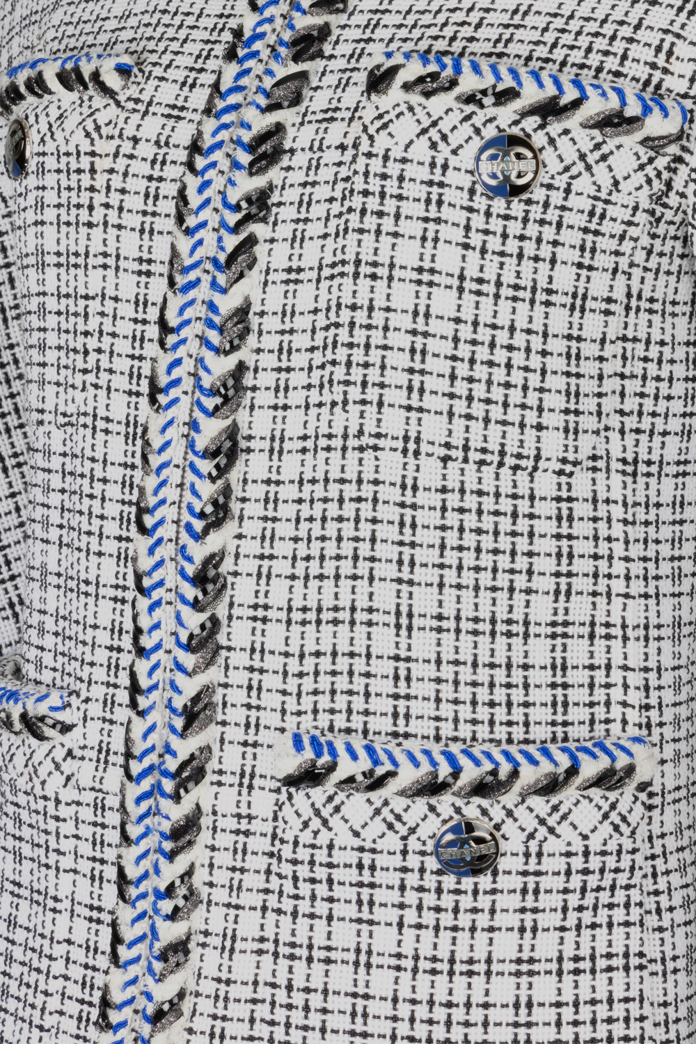 CHANEL 2017 Fantasy Tweed Jacket White Blue Black