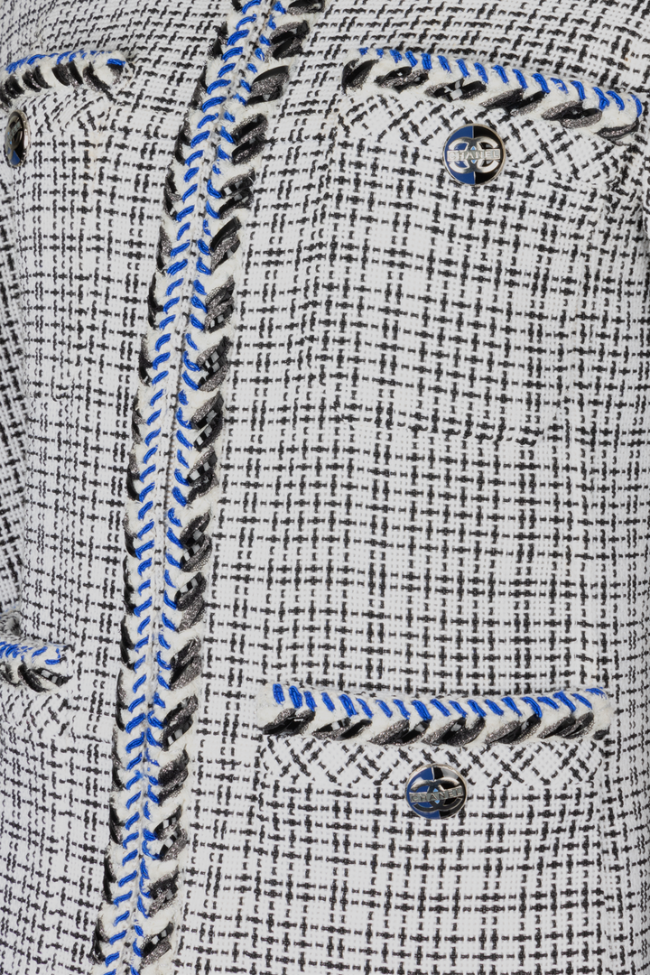 CHANEL 2017 Fantasy Tweed Jacket White Blue Black