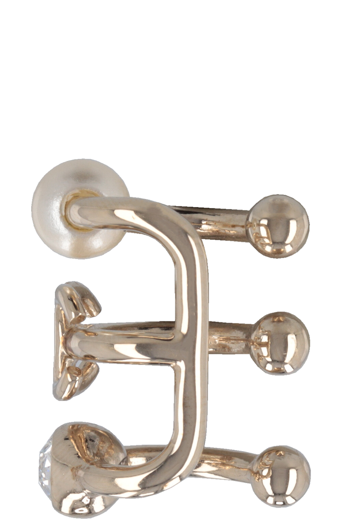 CHANEL 2022 CC Pearl Crystal Ear Cuff Gold