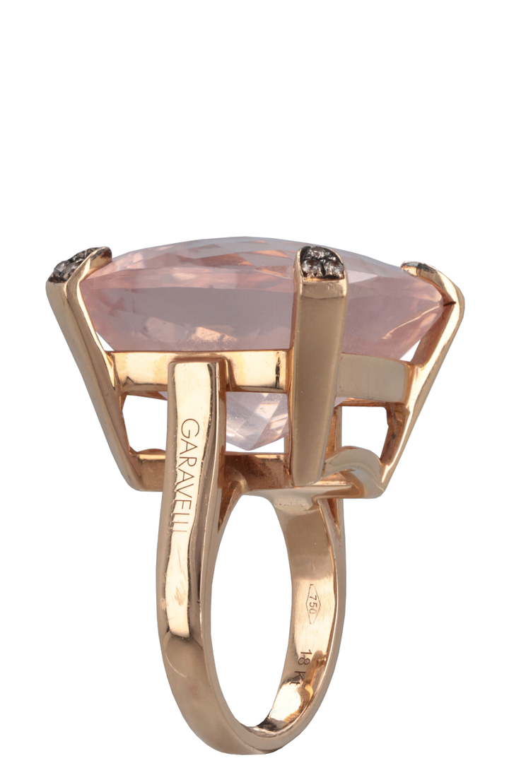 GARAVELLI Ring 18k Rose Gold Quartz Brown Diamonds