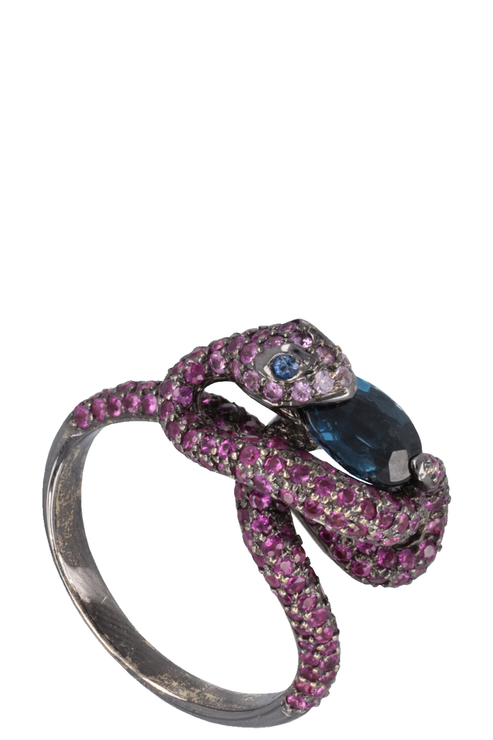 KURZ Snake Ring White Gold Pink Blue Saphires