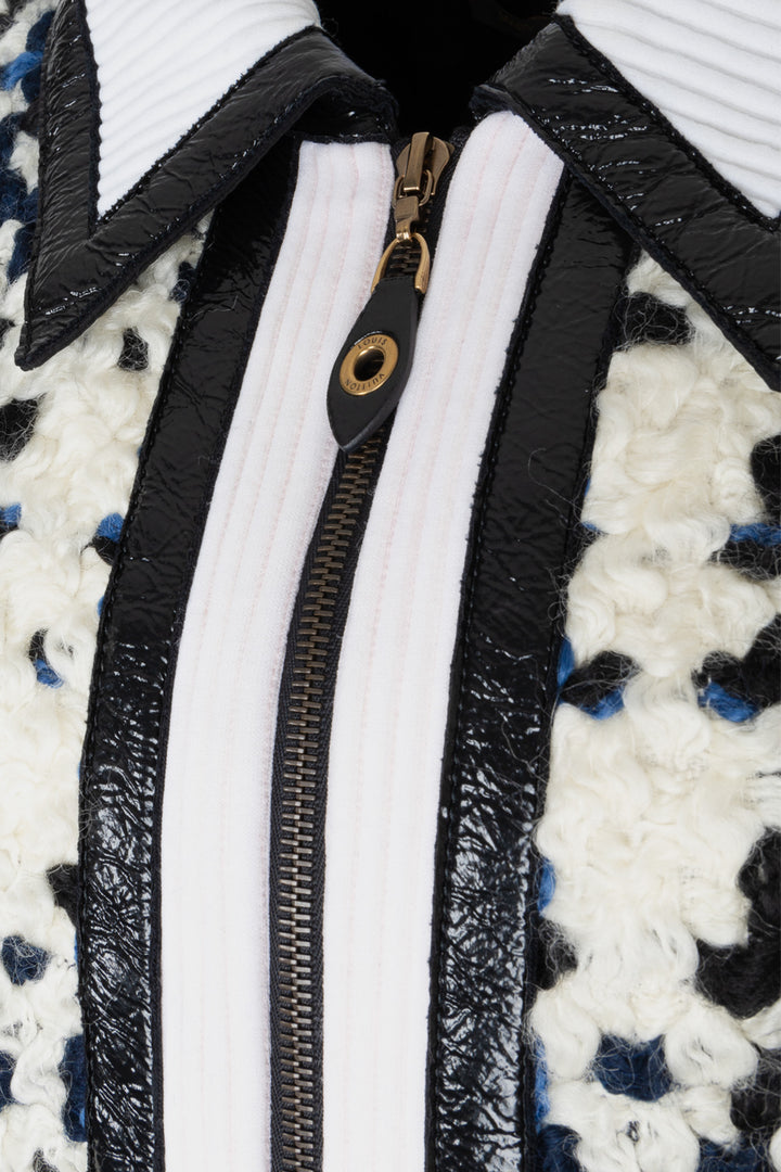 LOUIS VUITTON Dress Tweed Patent Ivory Blue Black