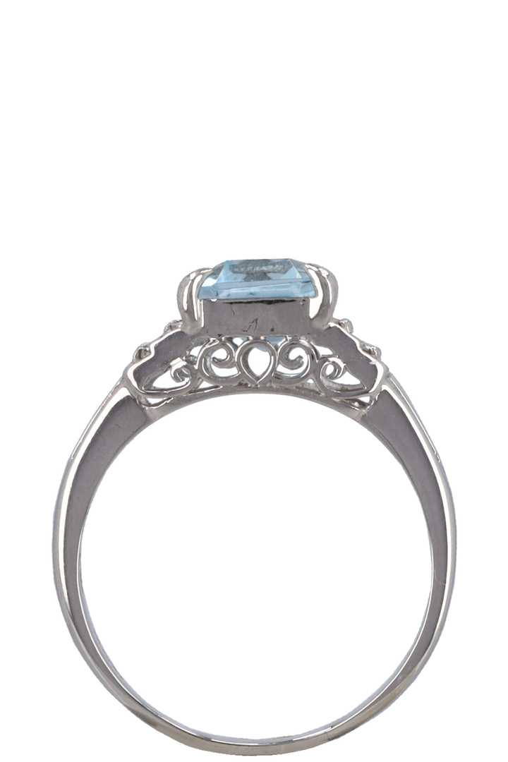 VINTAGE JEWELRY Ring Topaz Diamonds Platin