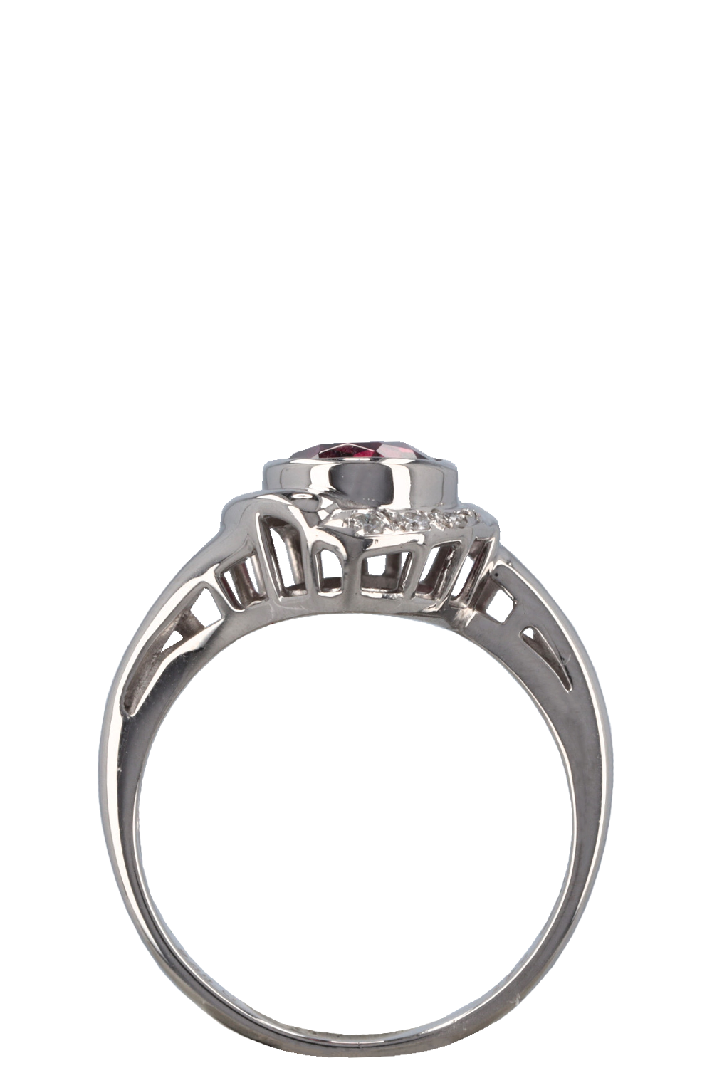 VINTAGE JEWELRY Granat Diamonds Ring Platin