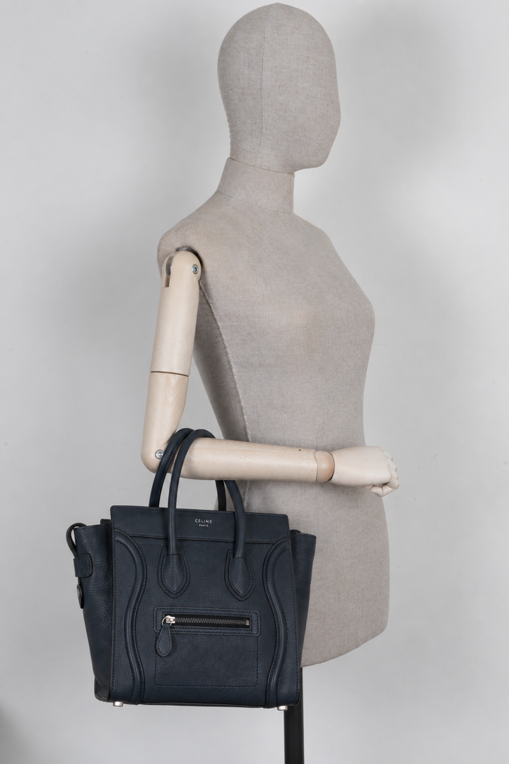 CELINE Micro Luggage Tote bleu