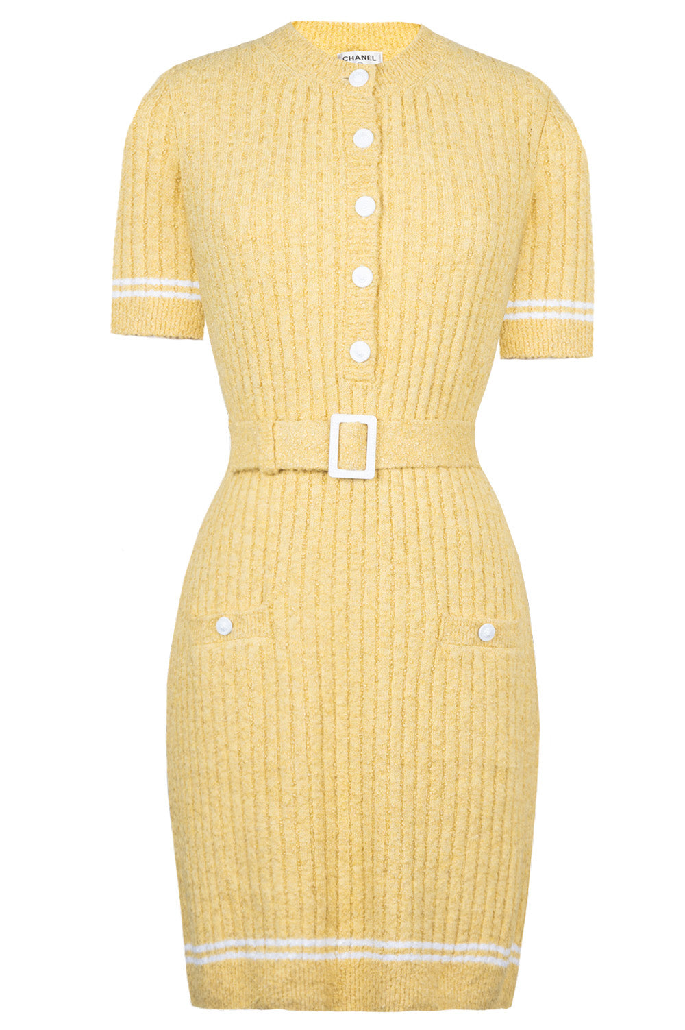 CHANEL 2022 Belted Tennis Dress Yellow