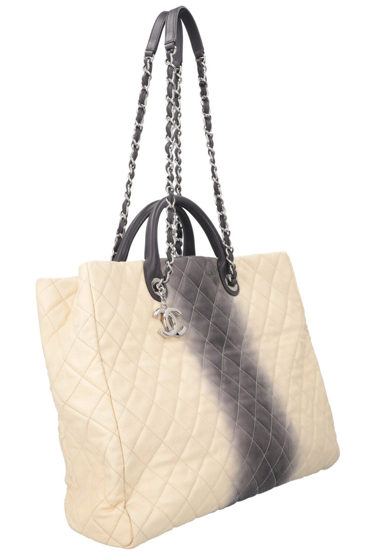 CHANEL GST Shopping Tote Caviar Leather Gray Beige
