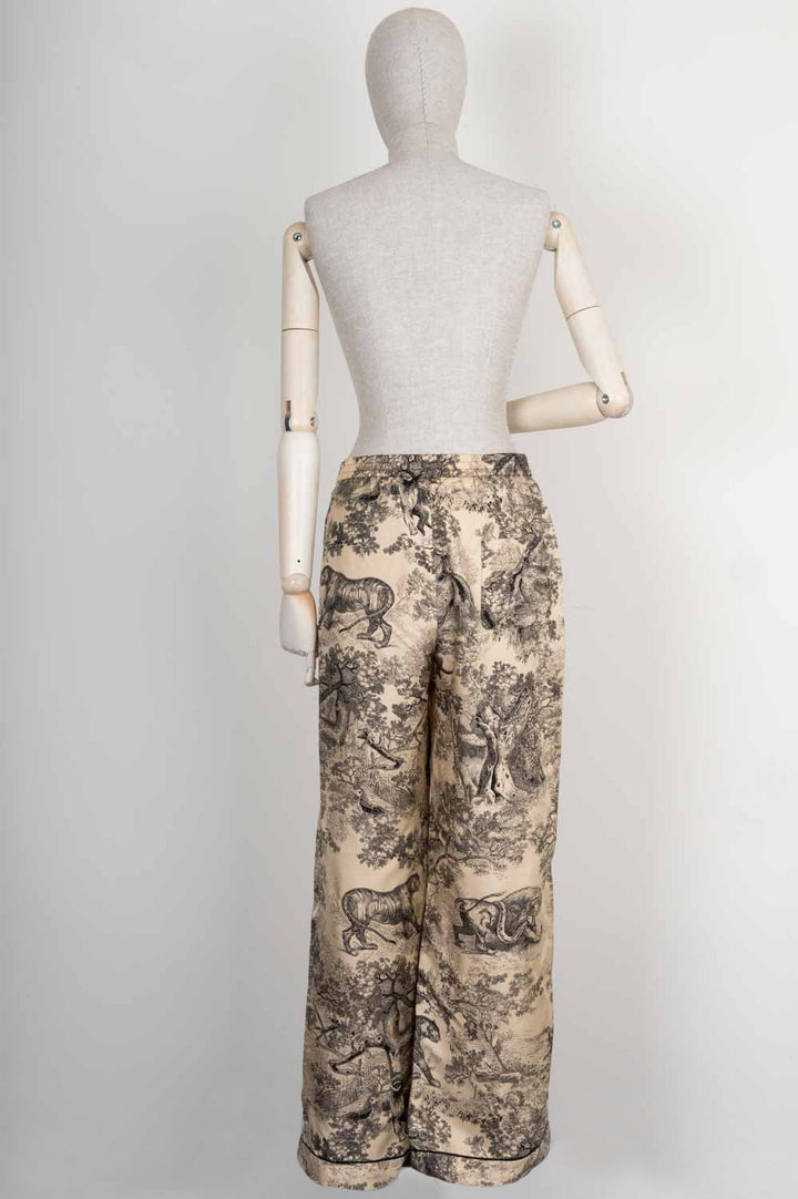 CHRISTIAN DIOR Chez Moi Pants Toile de Jouy Motif Silk Beige