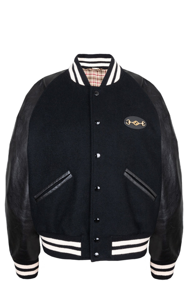 Blouson aviateur en cuir noir GUCCI 2021