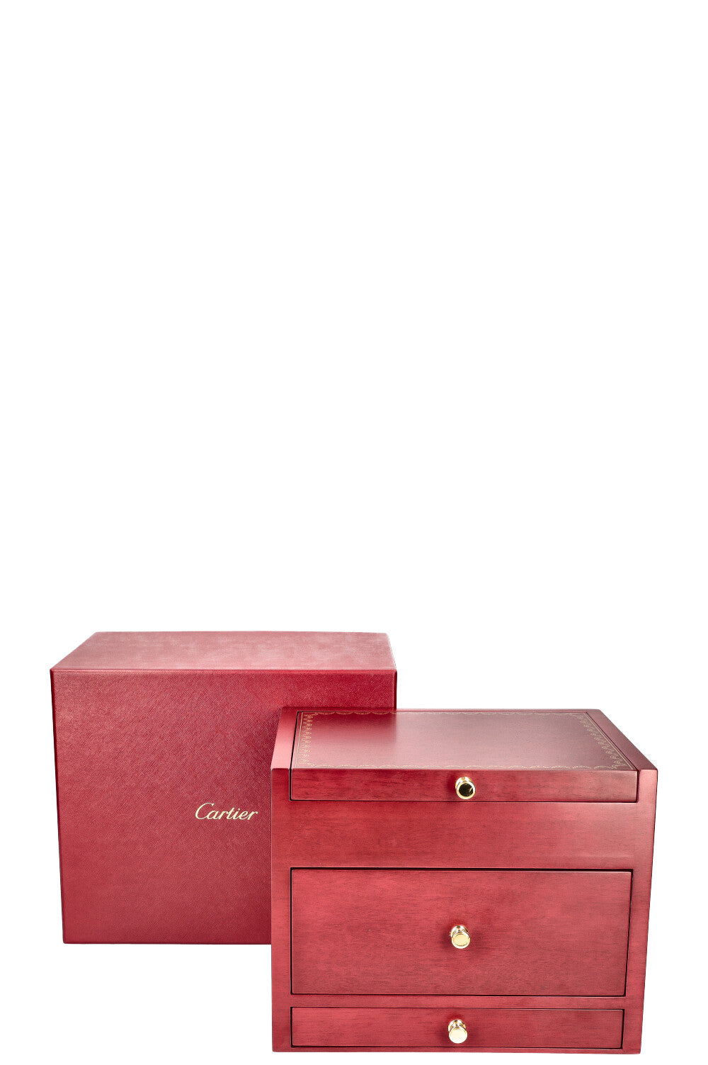 CARTIER Jewelry Box Wood Red