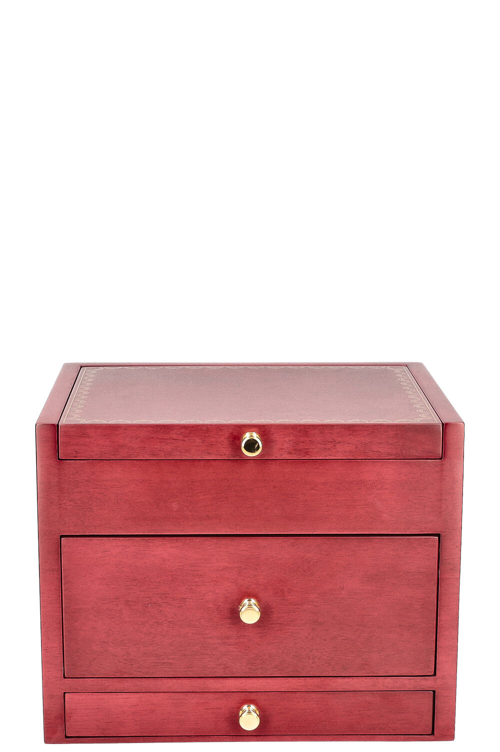 CARTIER Jewelry Box Wood Red