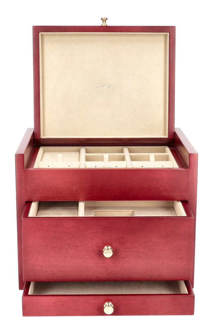 CARTIER Jewelry Box Wood Red