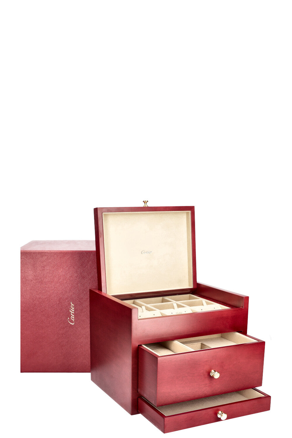 CARTIER Jewelry Box Wood Red