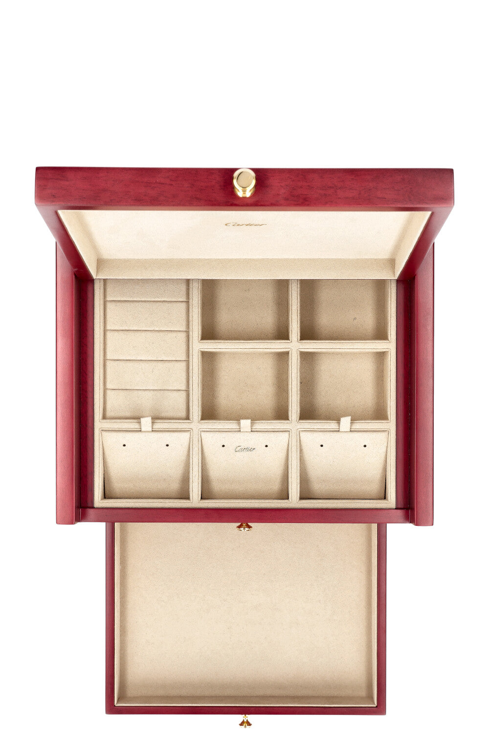 CARTIER Jewelry Box Wood Red