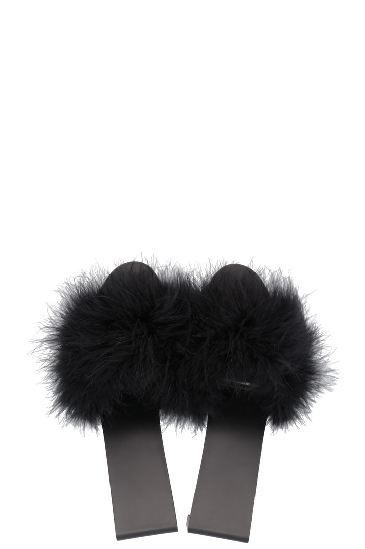 BALENCIAGA Mono Feather Mules Black