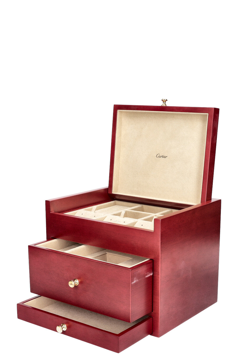 CARTIER Jewelry Box Wood Red