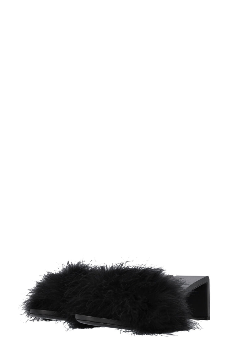 BALENCIAGA Mono Feather Mules Black