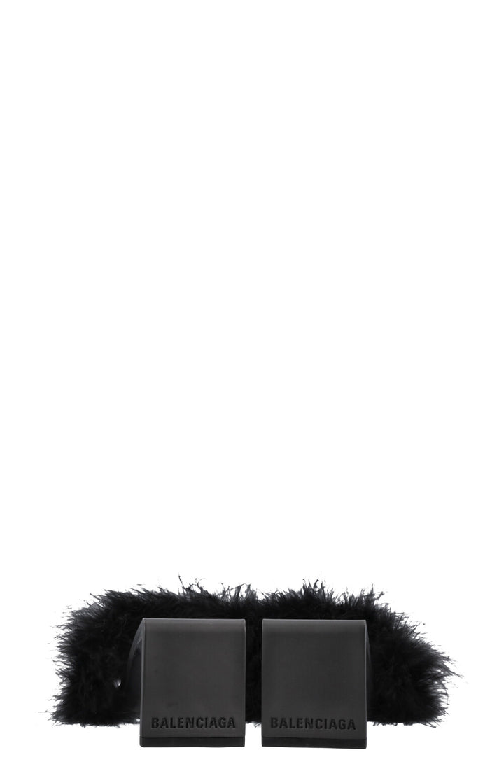 BALENCIAGA Mono Feather Mules Black