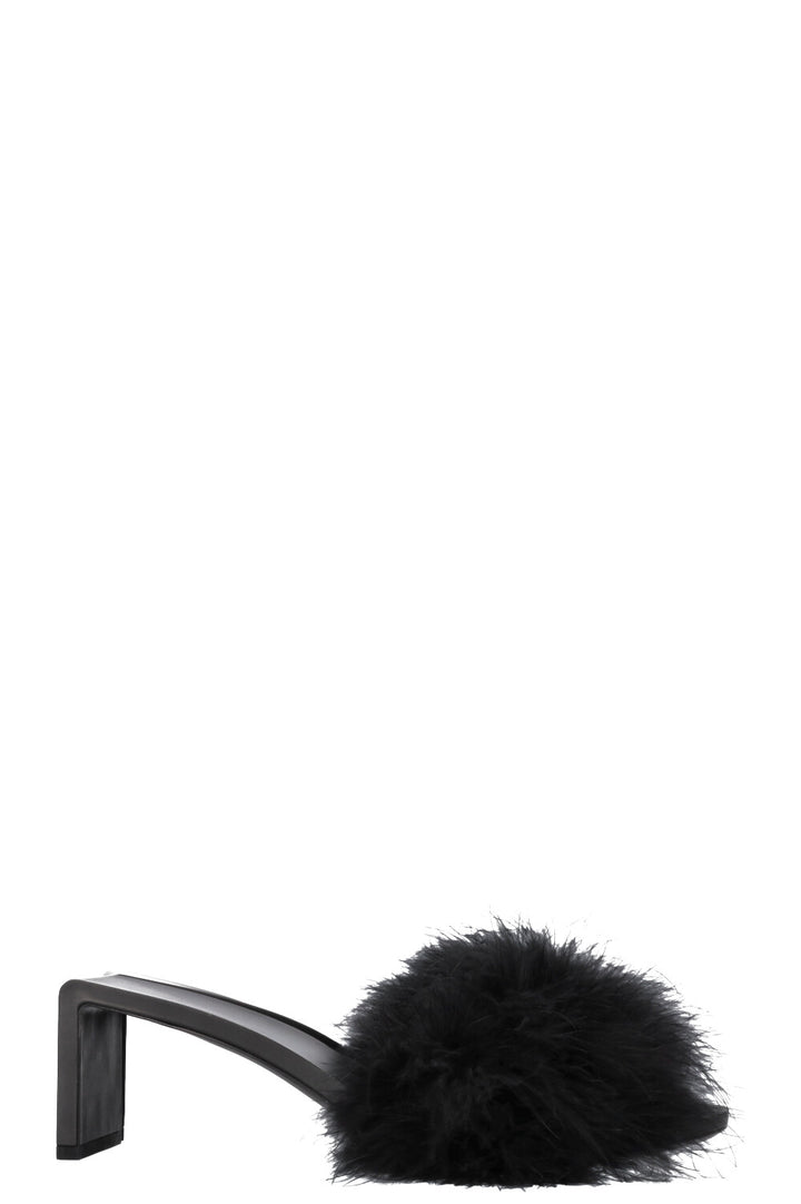 BALENCIAGA Mono Feather Mules Black