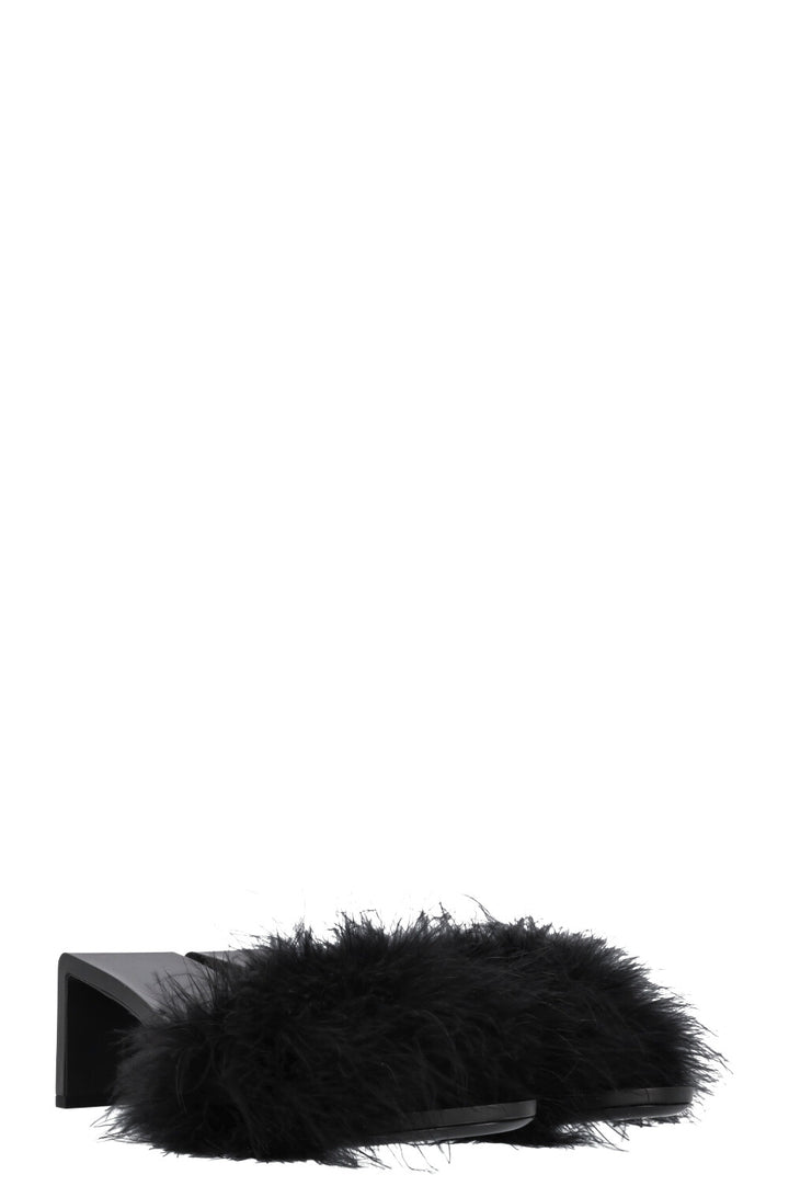 BALENCIAGA Mono Feather Mules Black