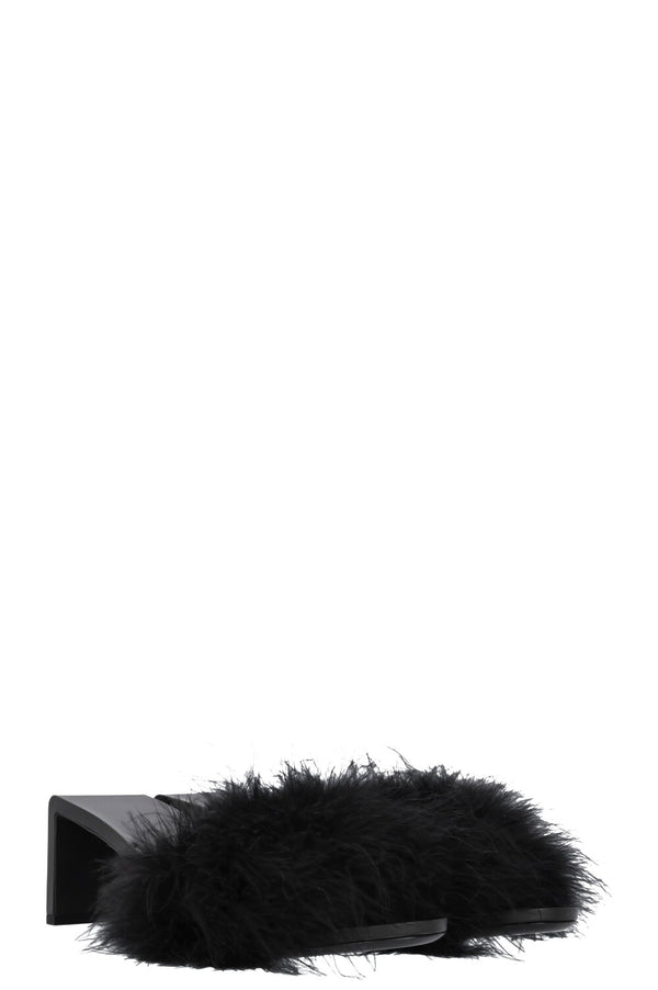 BALENCIAGA Mono Feather Mules Black