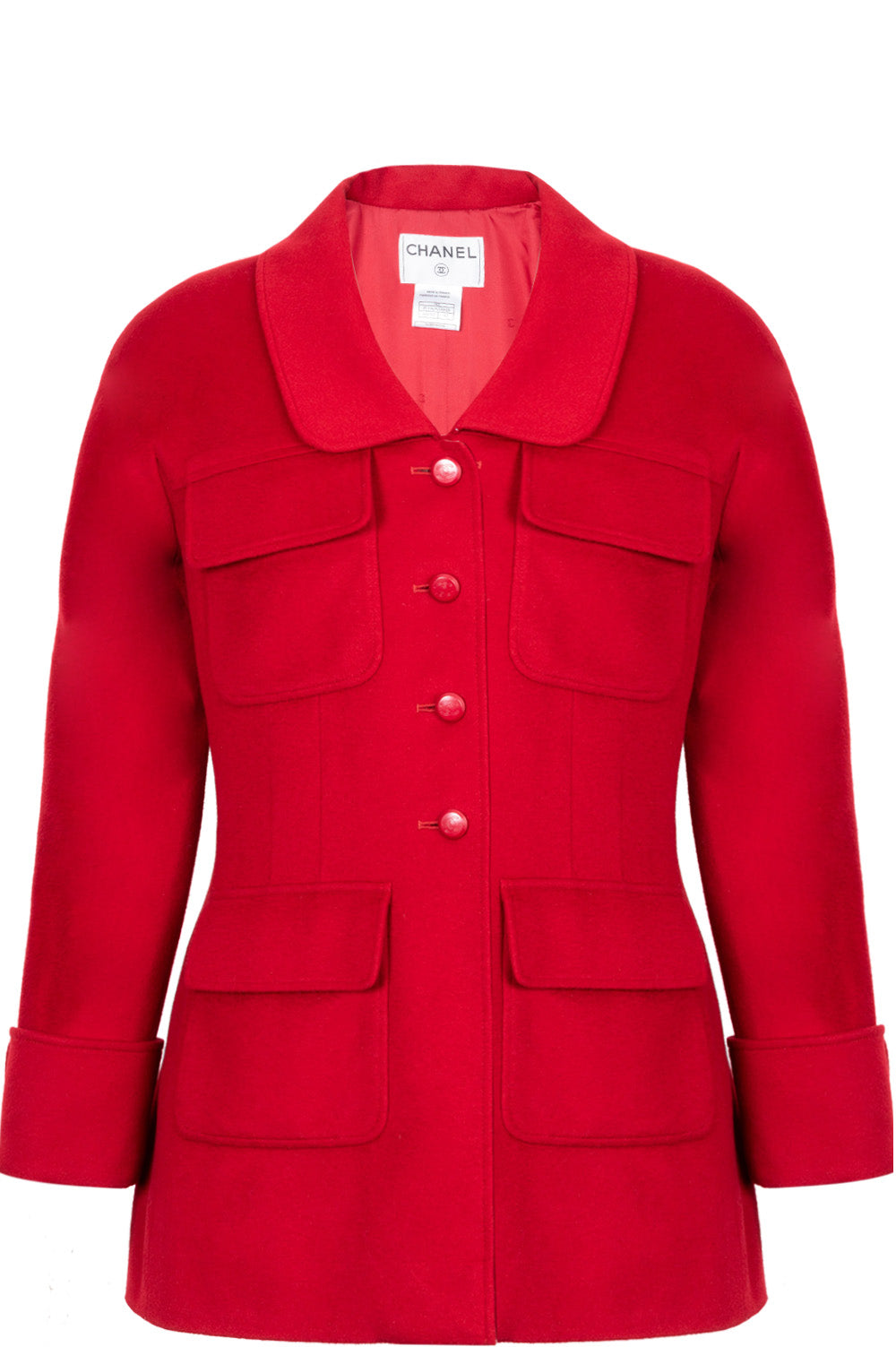 CHANEL Jacket Cashmere Red