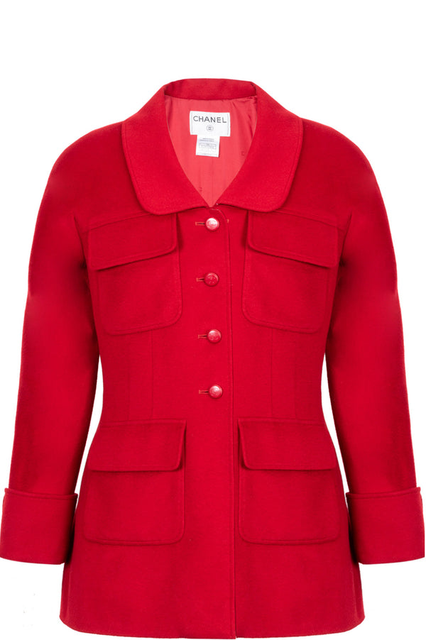 CHANEL Veste Cachemire Rouge