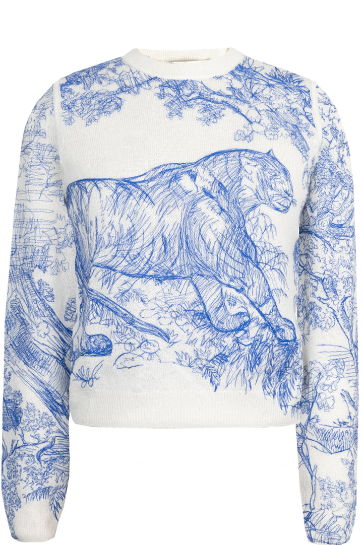 CHRISTIAN DIOR Toile De Jouy Knit Sweater Cashmere Blue