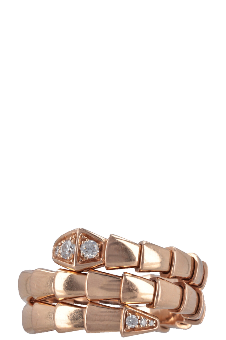 BVLGARI Serpenti Viper Ring 18k Rose Gold Diamonds