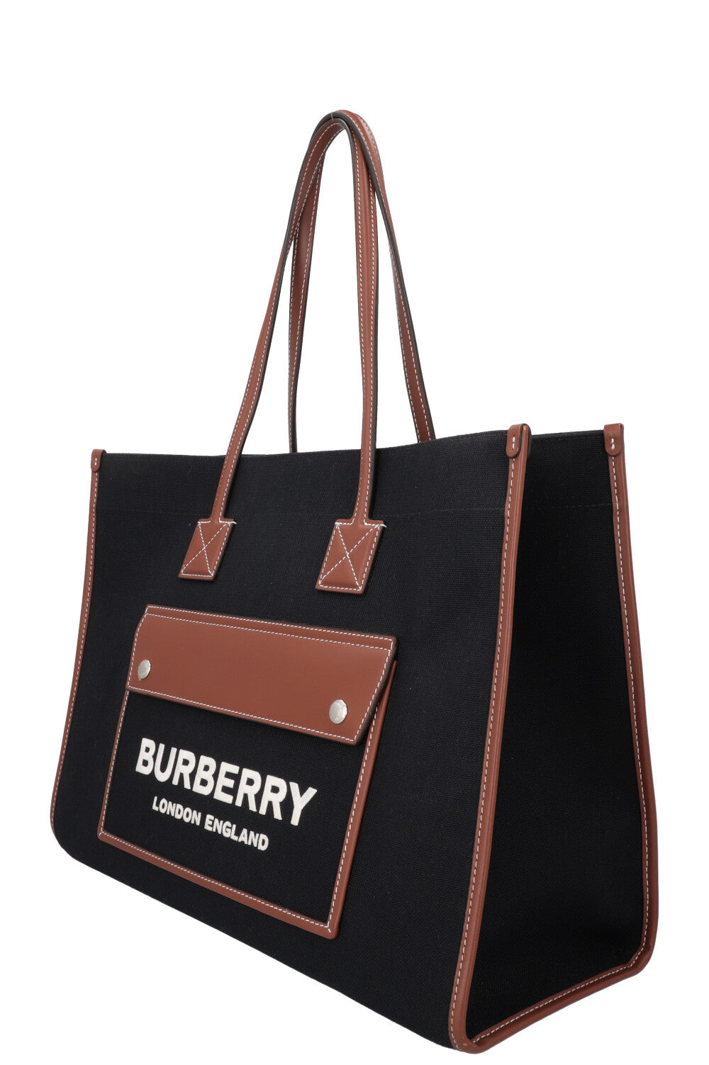 BURBERRY Freya Cabas Medium Noir Fauve