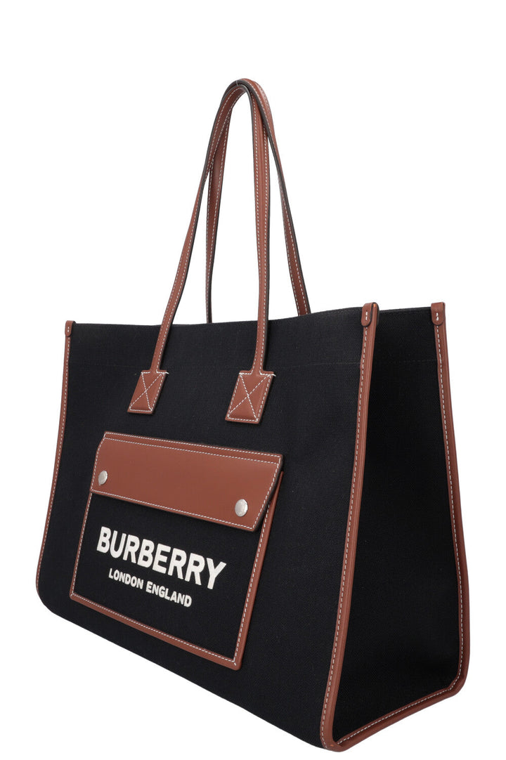 BURBERRY Freya Cabas Medium Noir Fauve