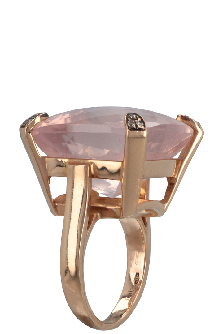 GARAVELLI Ring 18k Rose Gold Quartz Brown Diamonds