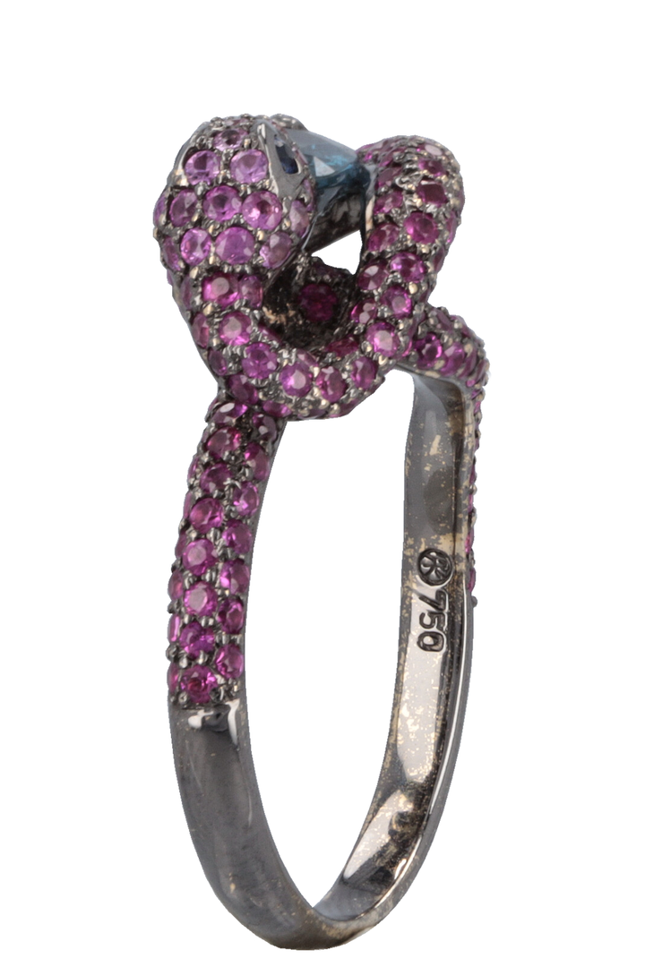 KURZ Snake Ring White Gold Pink Blue Saphires