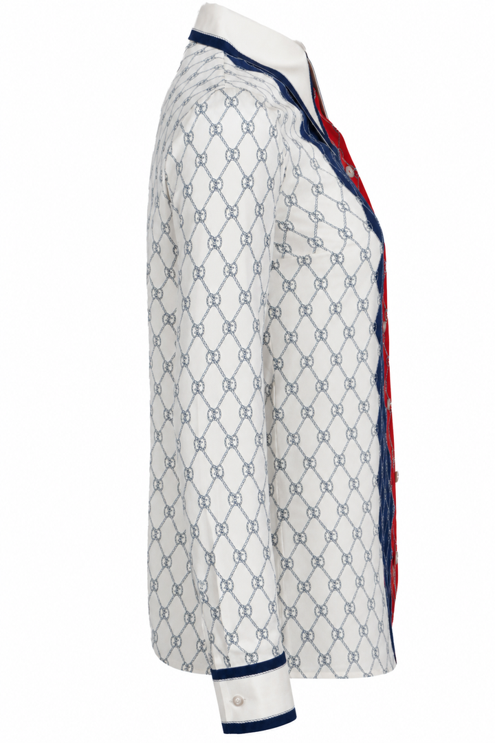 GUCCI GG Striped Shirt Silk White