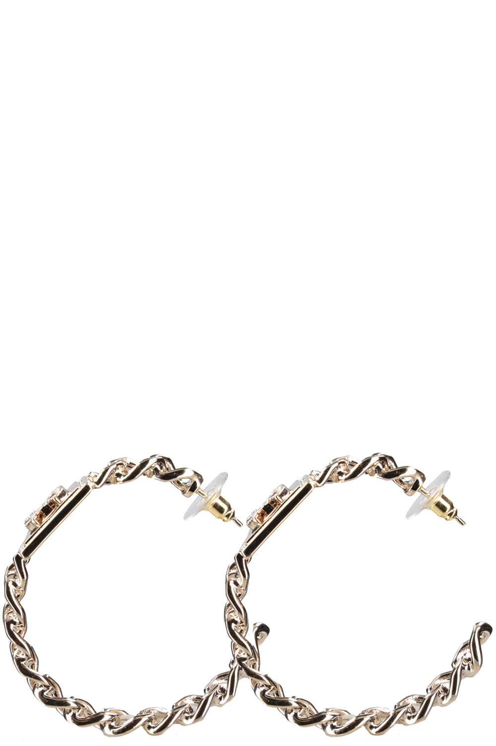 CHANEL Hoop Earrings CC Champagne Gold B23