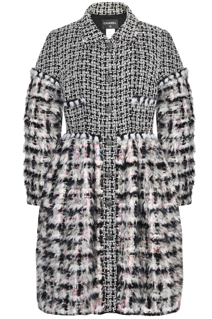 CHANEL Boucle Tweed Coat Black & White FW2010