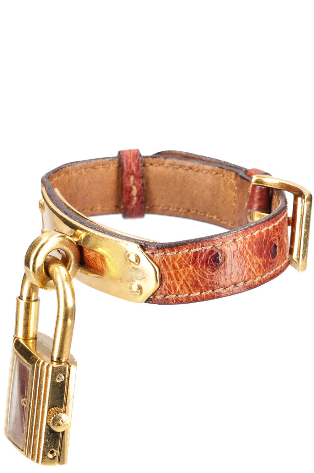 HERMÈS Montre Kelly Plaqué Watch Ostrich Gold – REAWAKE display picture 3