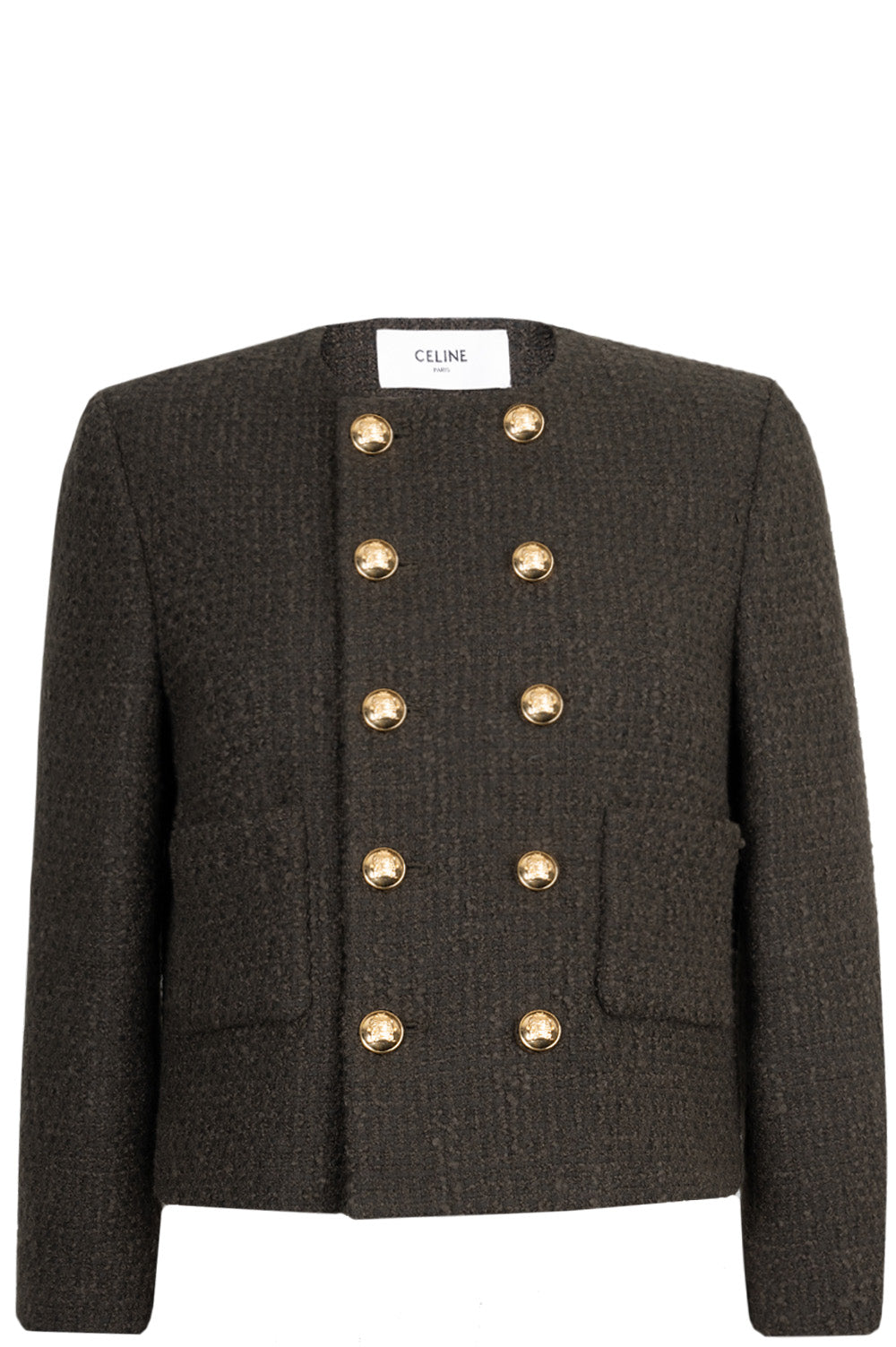 CELINE Chasseur Jacket Bouclé Tweed Khaki