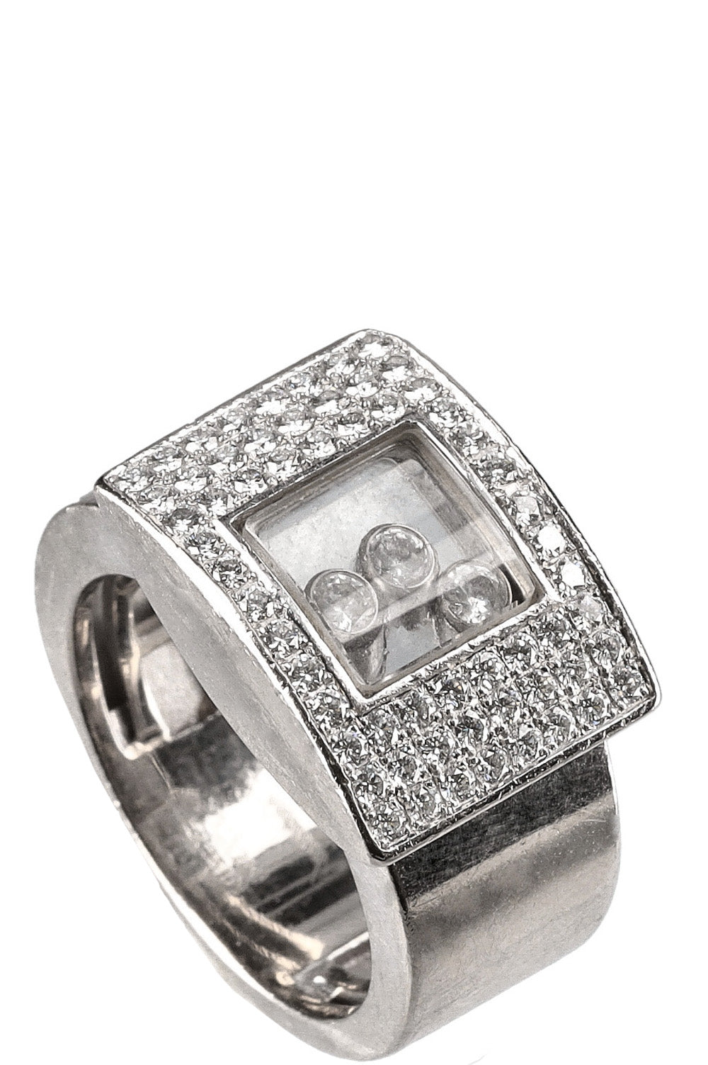 CHOPARD Happy Diamonds Square Ring White Gold