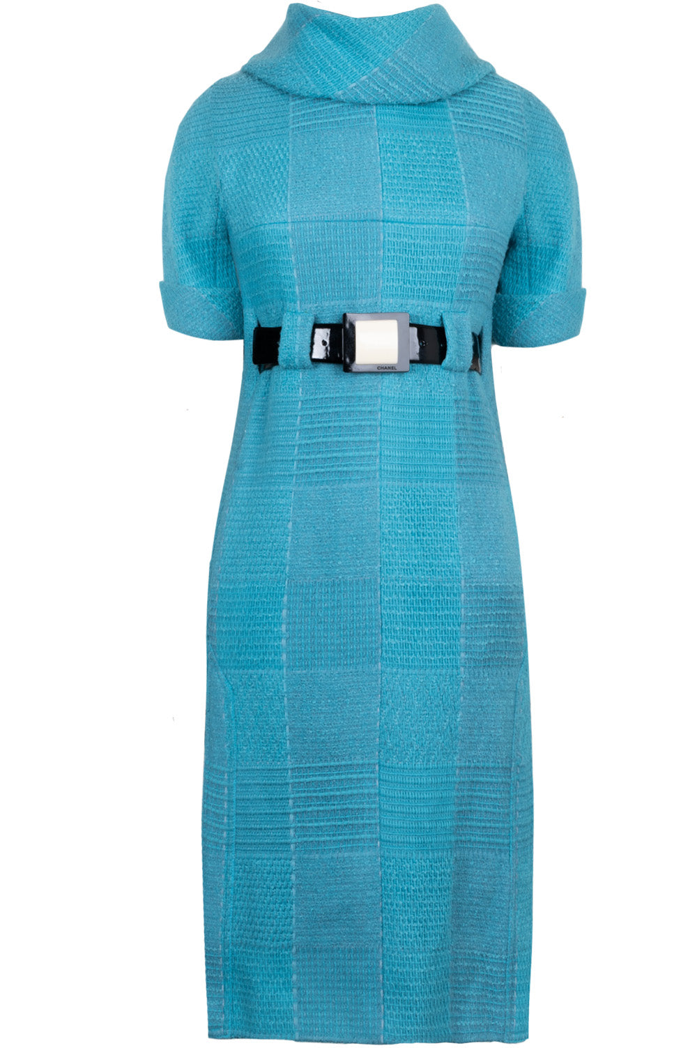 CHANEL Dress with Belt Tweed Bright Blue 07 Autumn