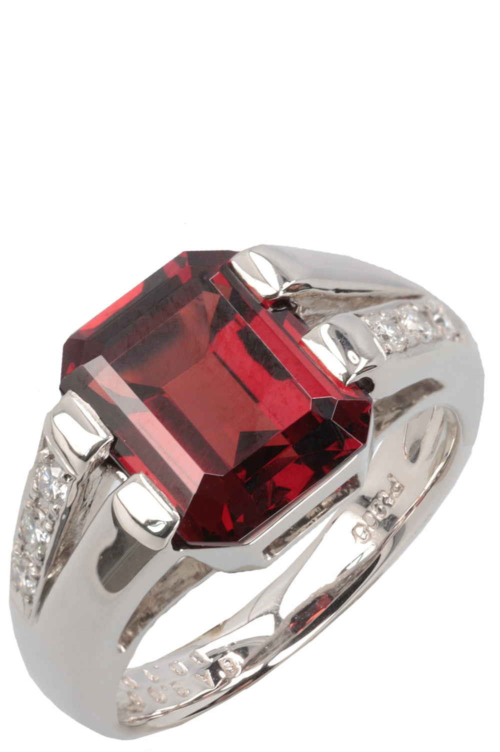 VINTAGE JEWELRY Granat Diamonds Ring Platin