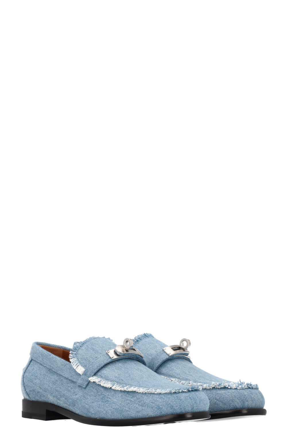 HERMÈS Destin Flats Denim Light Blue