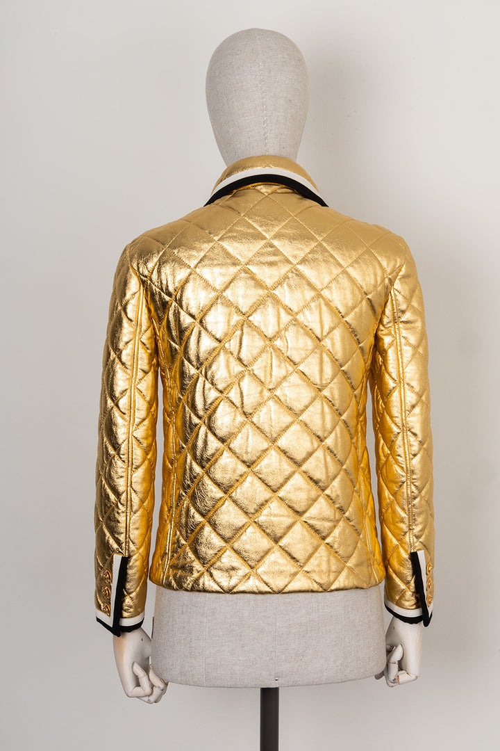 GUCCI Patch Pocket Leather Jacket Gold