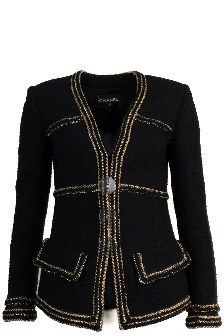 CHANEL 2017 Tweed Jacket Black Gold